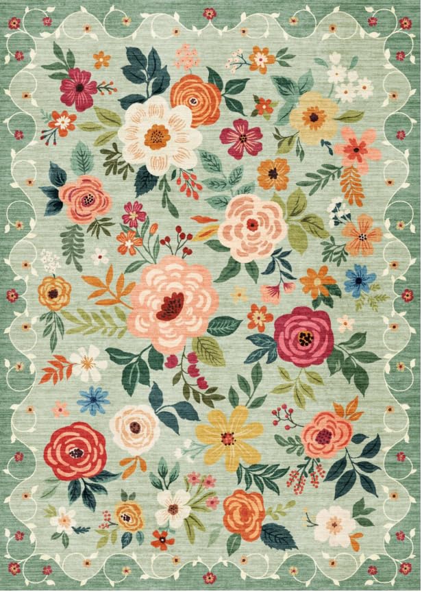 Floral Rug Black