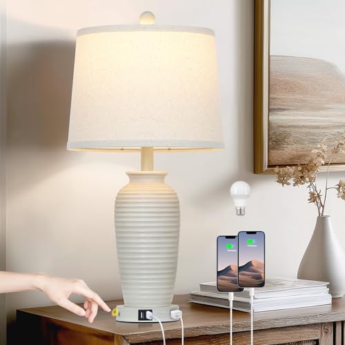 25" Farmhouse Jar Table Lamps Set og 2 Retro Farmhouse Rustic Bedside Lamp