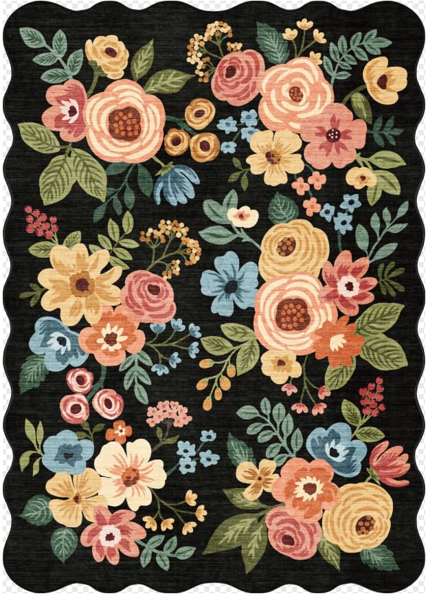 Floral Rug Black