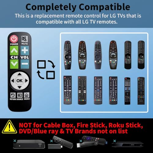 Backlit Big Button TV Remote Replacement