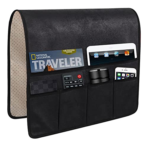 Anti Slip Sofa Armrest Organizer Arm Chair Bedside Caddy Storage Organizer For Recliner Couch With 6 Pockets For Cell Phone Tv Remote Control