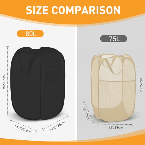 Sturdy Foldable Pop Up Laundry Hamper with Side Pockets