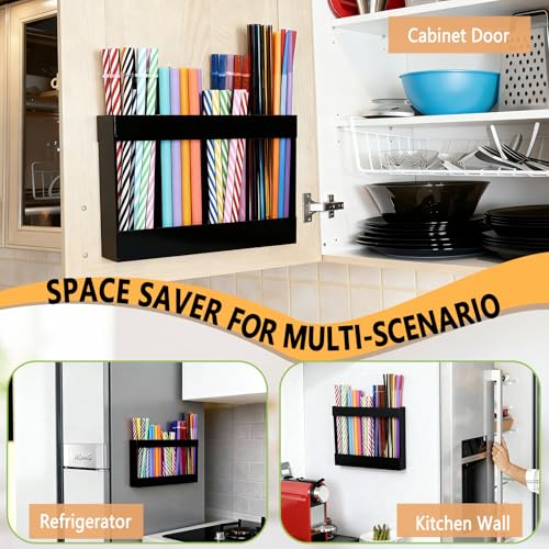 New Upgrade 9.5" Large Acrylic Straw Holder for Cabinet Door
