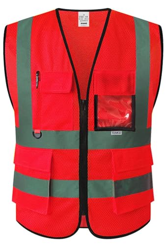 Reflective Safety Vest for Men & Women High Visibility Class 2 Vest with Pockets Meets ANSI Standards