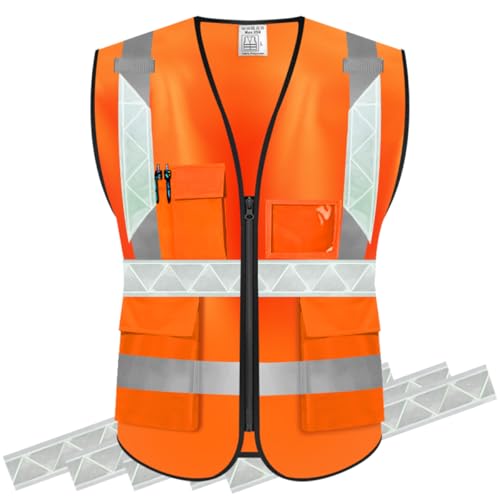 High Visibility Safety Vest Customize Your Logo Protective Workwear 5 Pockets Outdoor Work Vest