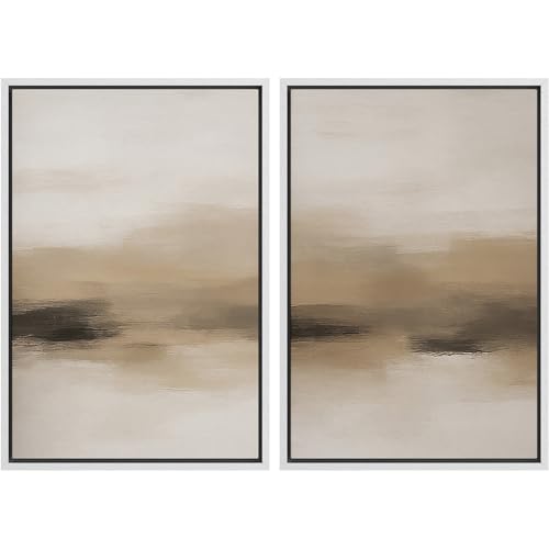 Framed Canvas Print Wall Art White Heron Pair in Marsh Coastal Illustrations Modern Art Decorative Bohemian Colorful for Living Room