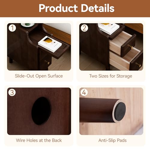 Narrow Nightstand with Drawers