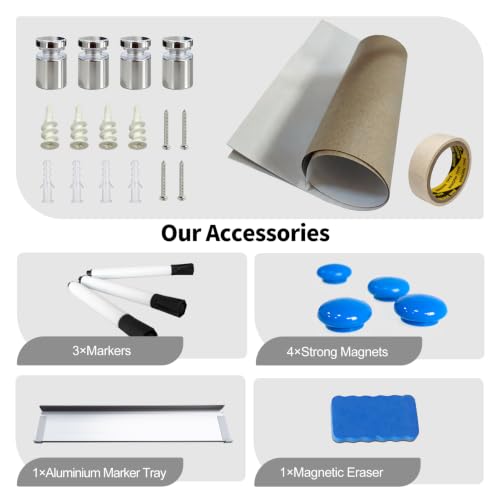 Magnetic Glass Whiteboard Premium Tempered Dry Erase Whiteboard Wall Mounted Rimless Whiteboard Bulletin Board