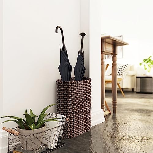 Wicker Umbrella Holder Waterproof Hand Woven Umbrella Stand Basket Cane Holder Stand Indoor Outdoor Decorative Umbrella Rack for Home