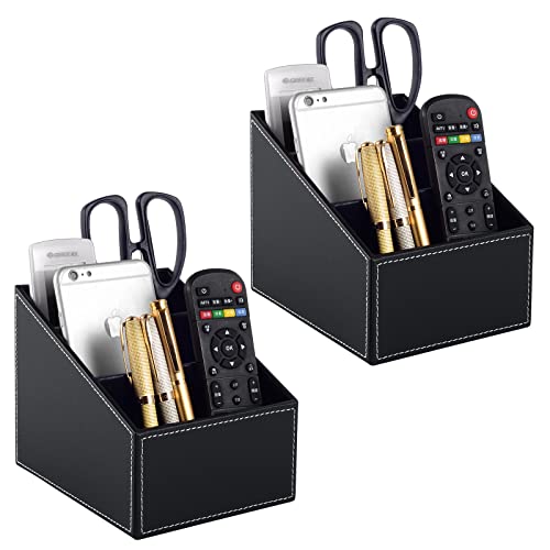 Fashionable PU leather TV remote control bracket with 3 compartments