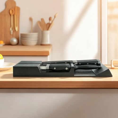 in Drawer Knife Block Bamboo Kitchen Knife Drawer Organizer