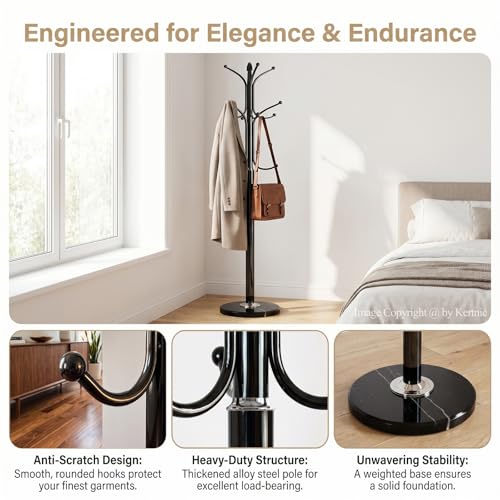 Metal Coat Rack Stand with Natural Marble Base