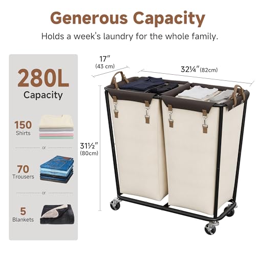 390L Extra Large Lanudry Hamper with Wheels