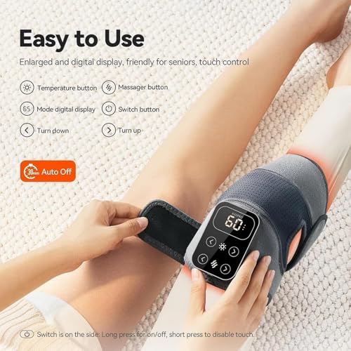 Cordless Knee Massager with Heat Vibration for Pain Relief