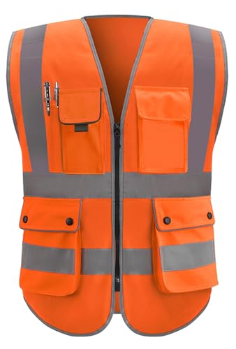 Reflective Safety Vest for Men & Women High Visibility Class 2 Vest with Pockets Meets ANSI Standards