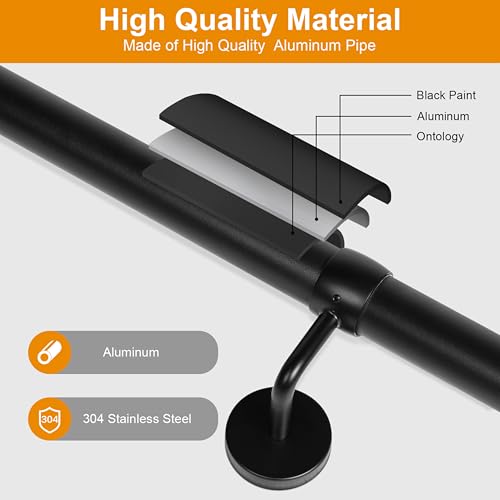 12Ft Industrial Metal Stairs Handrail Kit