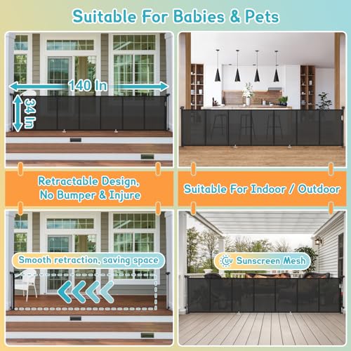 Extra Wide & Tall Retractable Baby & Dog Gate