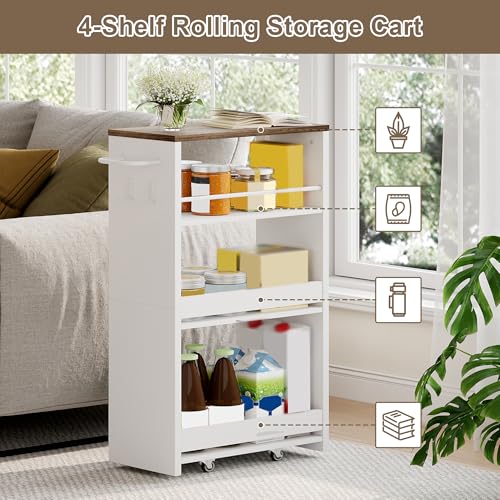 4 Tier Slim Storage Cart with Handle