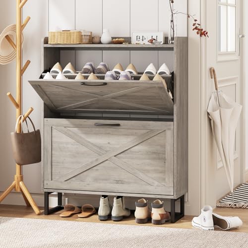 Shoe Storage Cabinet with Flip Drawers