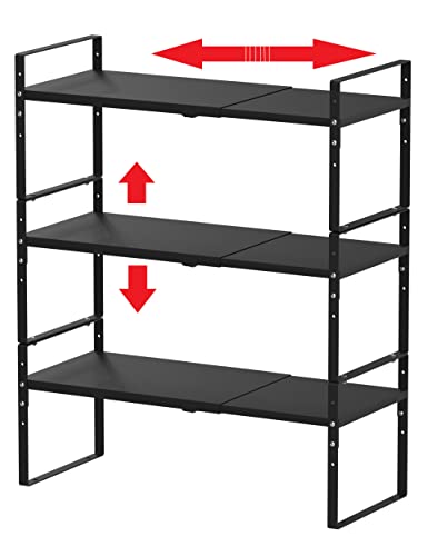 Expandable Stackable Spice Rack Cabinet Shelf Organizer in Cabinets Shelves Kitchen Cupboard Organization Stack up Racks Pantry Countertop Storage