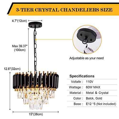 Modern Luxury Crystal Chandelier Light Fixture for Dining Room Living Room