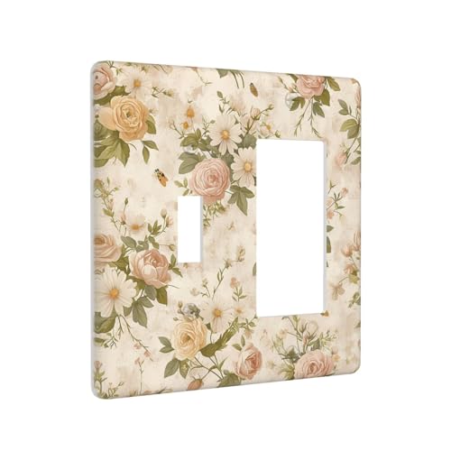 Light Switch Cover Plate Vintage Sunflower Highland Cow Rustic Art 1 Gang No Device Blank Electrical Wall Plates Faceplate Decorative Switch Plate for Bedroom Farmhouse Decor