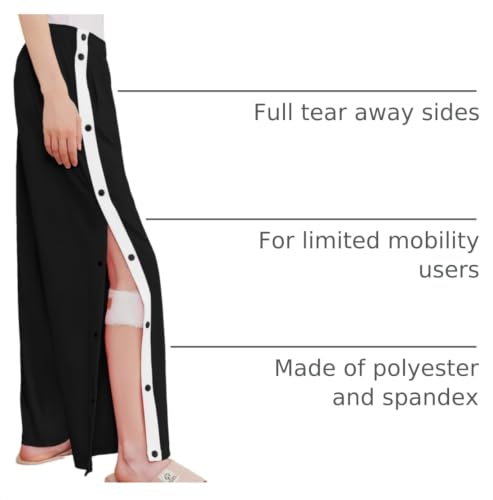 Tear Away Pants for Women Side Split Snap Open Bottom Sweatpants Leg