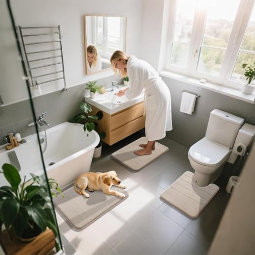 3 Pieces Memory Foam Bath Mat Sets