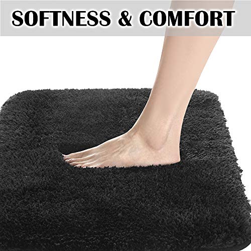 Bathroom Contour Rug Non Slip Bath Mat Water Absorbent Soft Microfiber Shaggy Bathroom Mat Machine Washable Bath Rug for Bathroom Thick Plush U Shape Toilet Rug