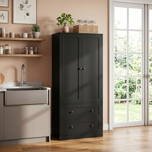 Rattan Kitchen Pantry Cabinet