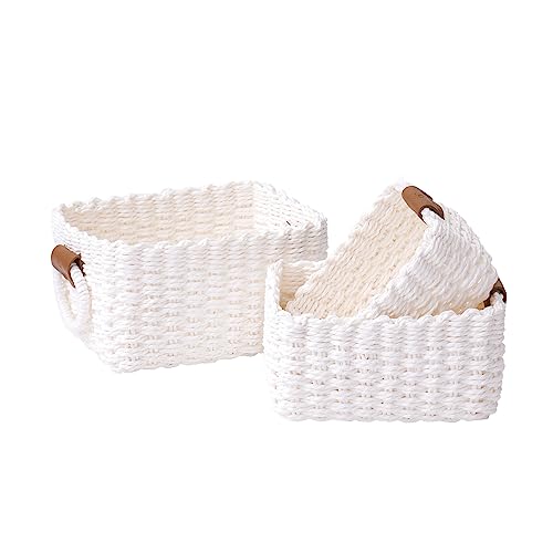 Small Wicker Baskets for Organizing Set of 3