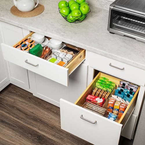 Plastic Pantry Organization and Storage Bins with Removable Dividers