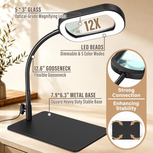 Rectangle Magnifying Glass with Light and Stand