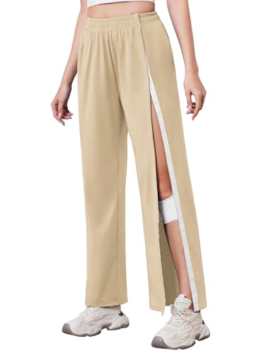 Tear Away Pants for Women Side Slit Snap Post Surgery Sweatpants