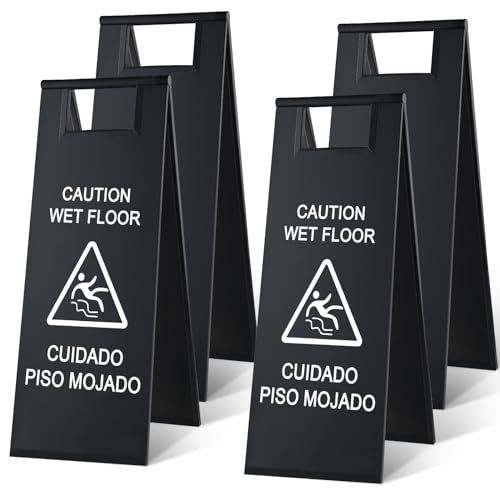 4 Pcs Stainless Steel Wet Floor Sign Bulk