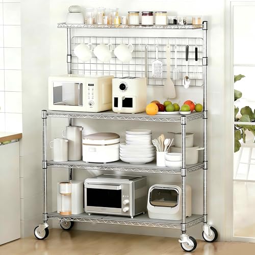 Bakers Rack with Storage & Wheels