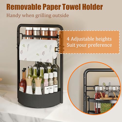 Rotating Spice Rack with Paper Towel Holder