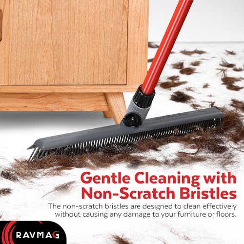 2-in-1 Silicone Rubber Broom Carpet Rake and Squeegee