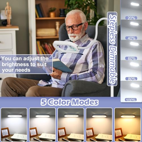 Rectangular Real Glass Magnifying Glass with Light and Stand