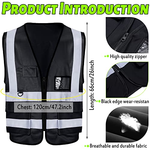 Reflective Safety Vests with Pockets and Zipper
