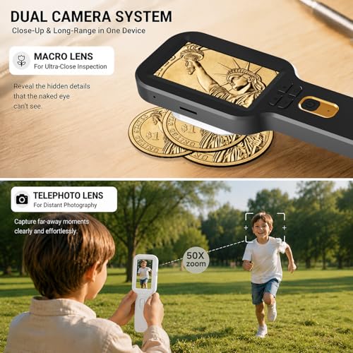 Handheld Digital Microscope 500X with Dual Lens＆3" Screen