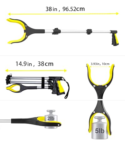 38" Extra Long Grabber Tool with 360°Rotating Anti
