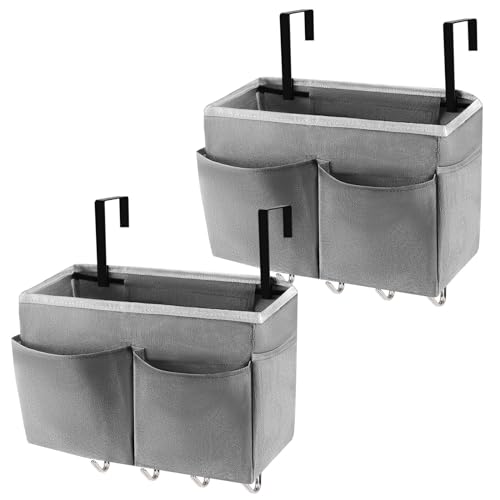 Bedside Storage Organizer 5 Pockets with 4 Hooks Hanging Storage Bag for Headboards