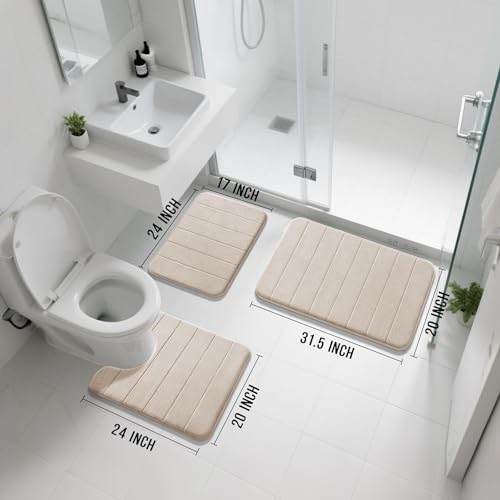3 Pieces Memory Foam Bath Mat Sets