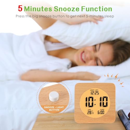 Wooden Digital Alarm Clock for Bedrooms