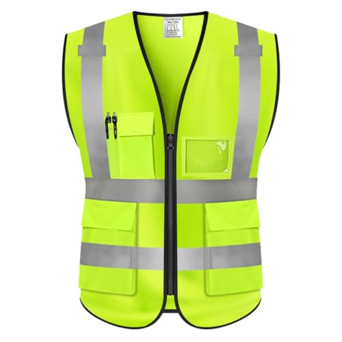 High Visibility Safety Vest Customize Your Logo Protective Workwear 5 Pockets Outdoor Work Vest