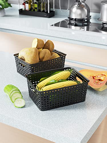 Woven Plastic Storage Organizer Baskets