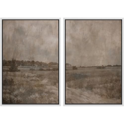 Framed Canvas Print Wall Art White Heron Pair in Marsh Coastal Illustrations Modern Art Decorative Bohemian Colorful for Living Room