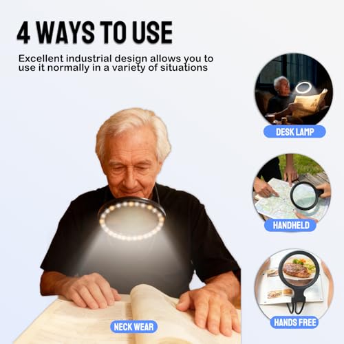 Hands Free Magnifying Glass & Goose Neck Magnifier with Light