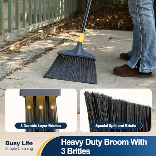 Heavy Duty Broom Outdoor Commercial for Courtyard Garage Lobby Mall Market Floor Home Kitchen Room Office Pet Hair Rubbish 54Inch